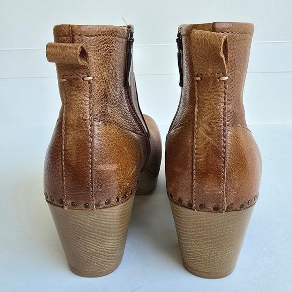Dansko Sarah Boots Size EU36 US 5.5-6 Brown Leather Side Zip Heeled Ankle Bootie - Picture 5 of 13
